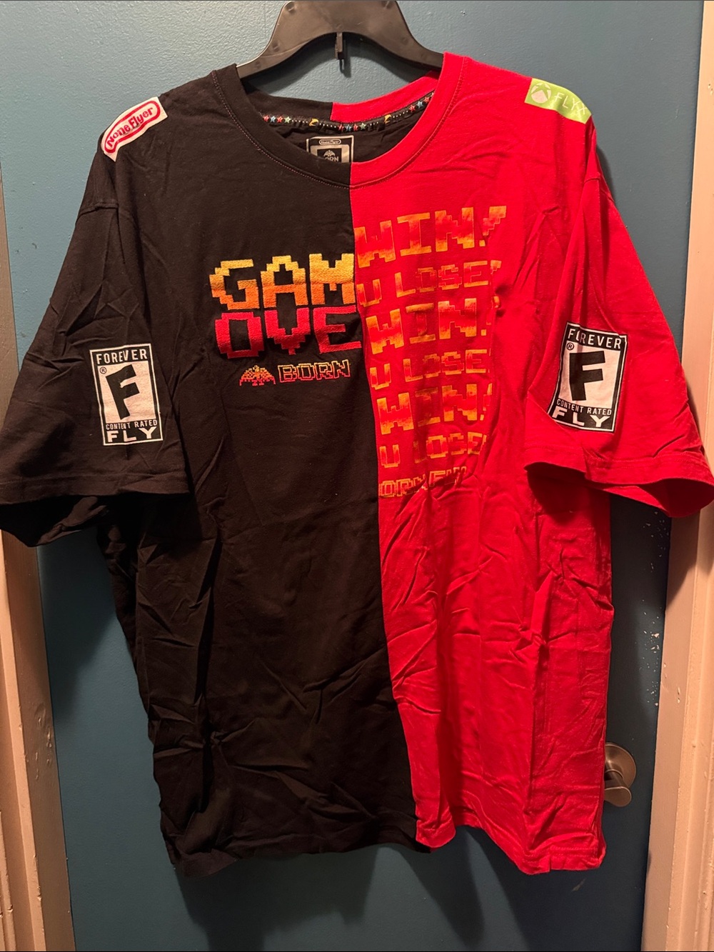 Forever FLY Two-Tone Black & Red 'Game Over' Short Sleeve Tee
